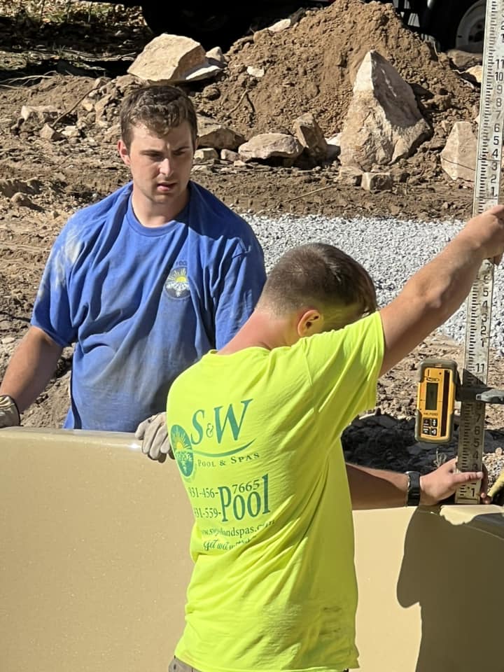 S&W Pool and Spas pool installation crew project